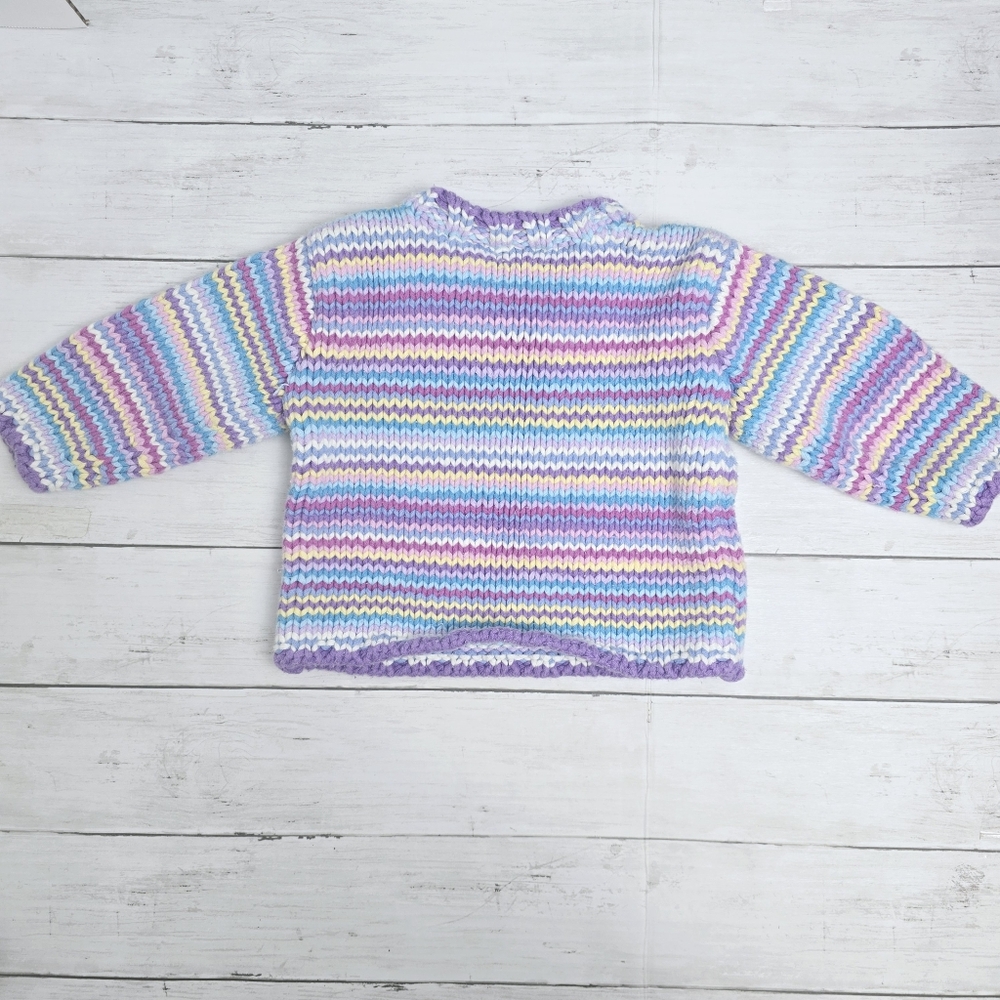Koala Kids Pastel Striped Knit Sweater Lavender, Pink, Yellow, Blue, and Green
